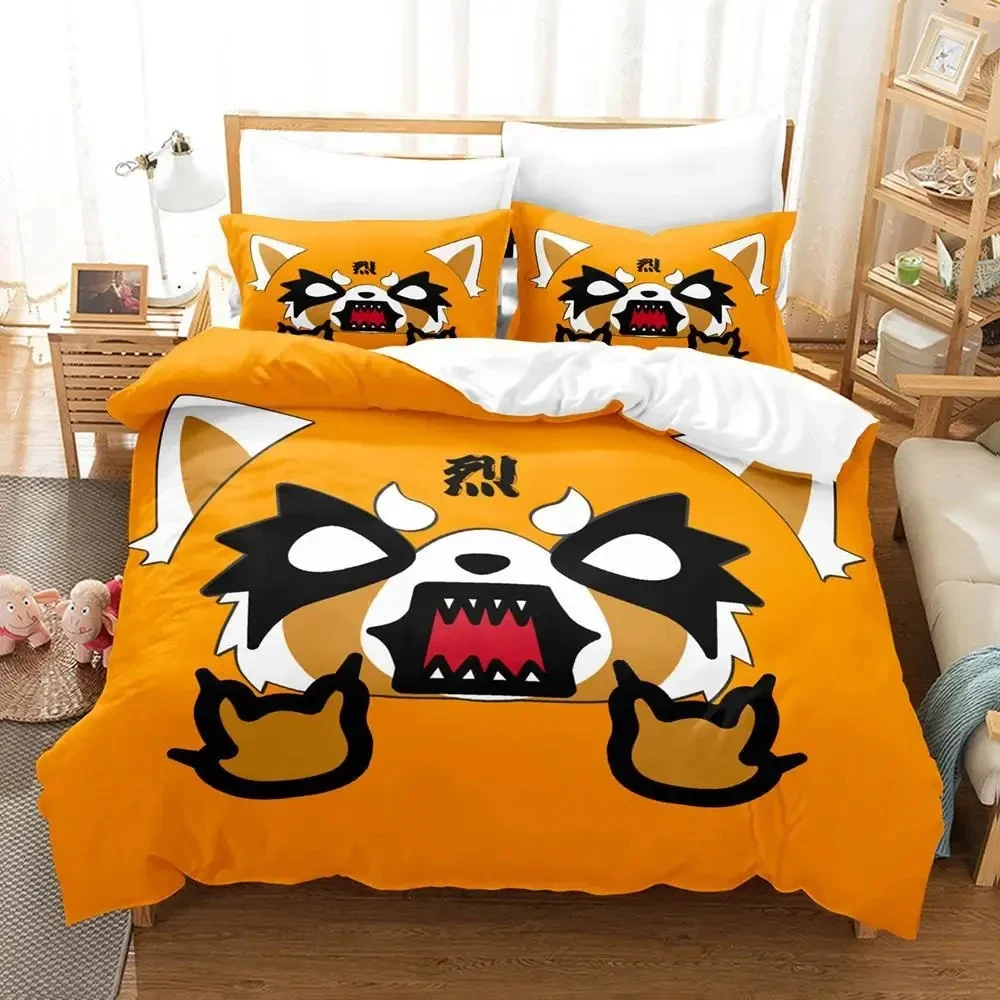 3D Print Anime Aggretsuko Bedding Set Duvet Cover Bed Set Quilt Cover Pillowcase Comforter king Queen Size Boys Adult Bedding