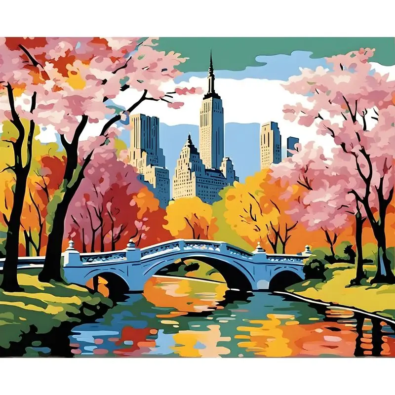 Central Park Bridge New York painting by numbers kit