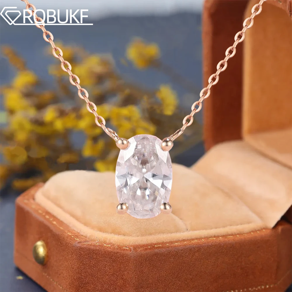 

1-5CT Oval Cut Moissanite Pendant Necklaces for Women Solitaire Lab Diamond S925 Silver Rose Gold Chain Anniversary Gift Jewelry