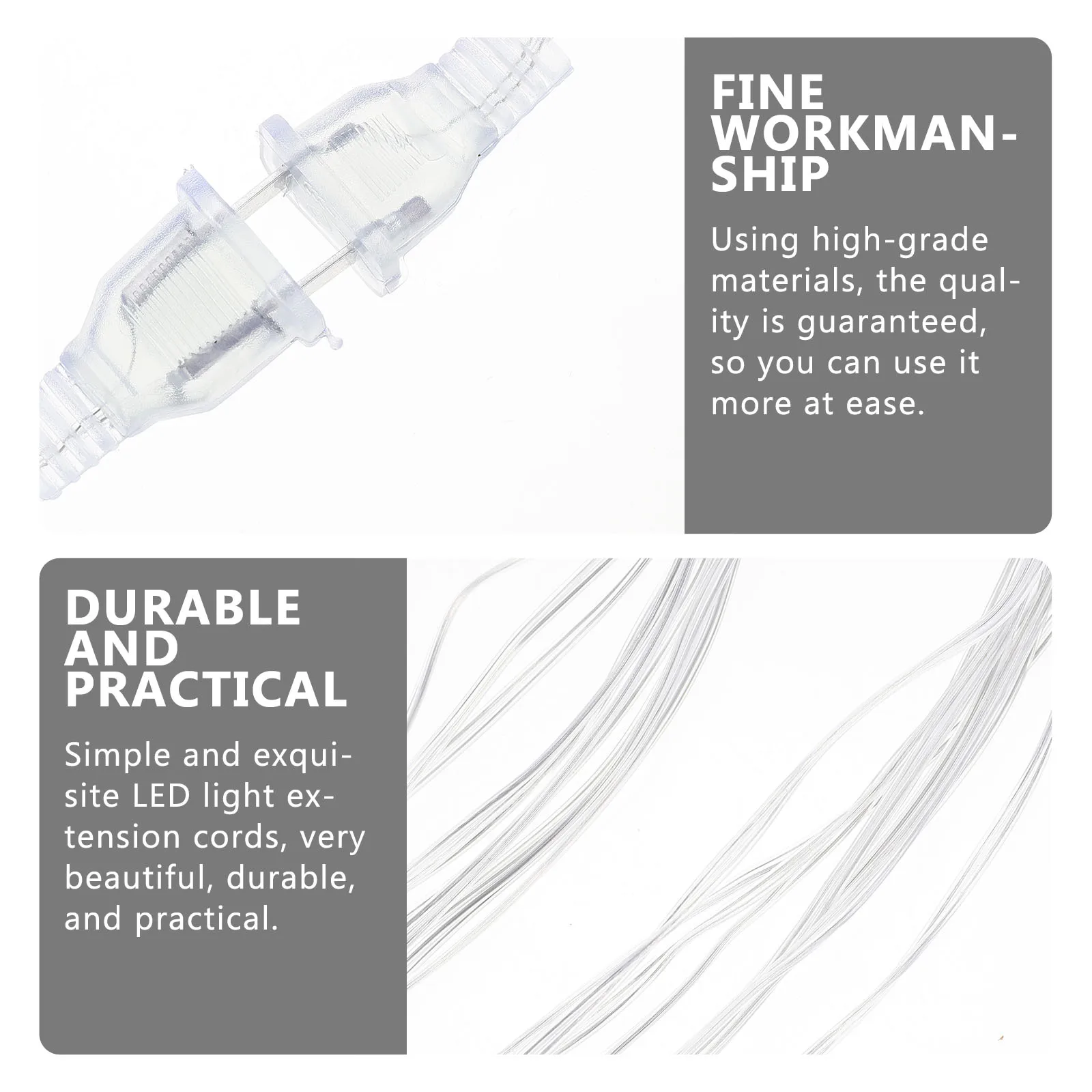

2 pcs LED Strip Extension Cord Clear PVC Cords Thin Indoor Christmas Light Extender Versatile Application Flexible Strong