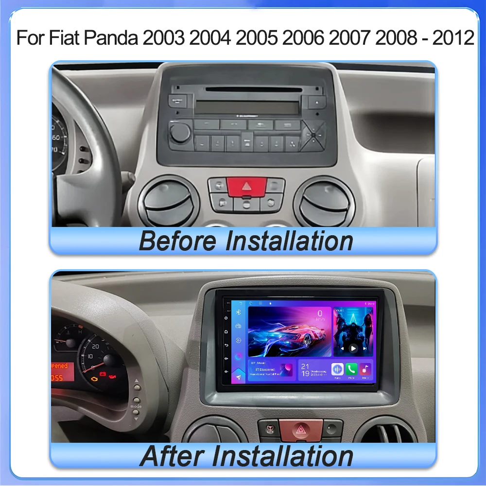 7“ Android 16 For Fiat Panda 2003 2004 2005 2006 2007 2008-2012 Carplay Auto Car Radio Multimedia  Car Video Stereo Navigation