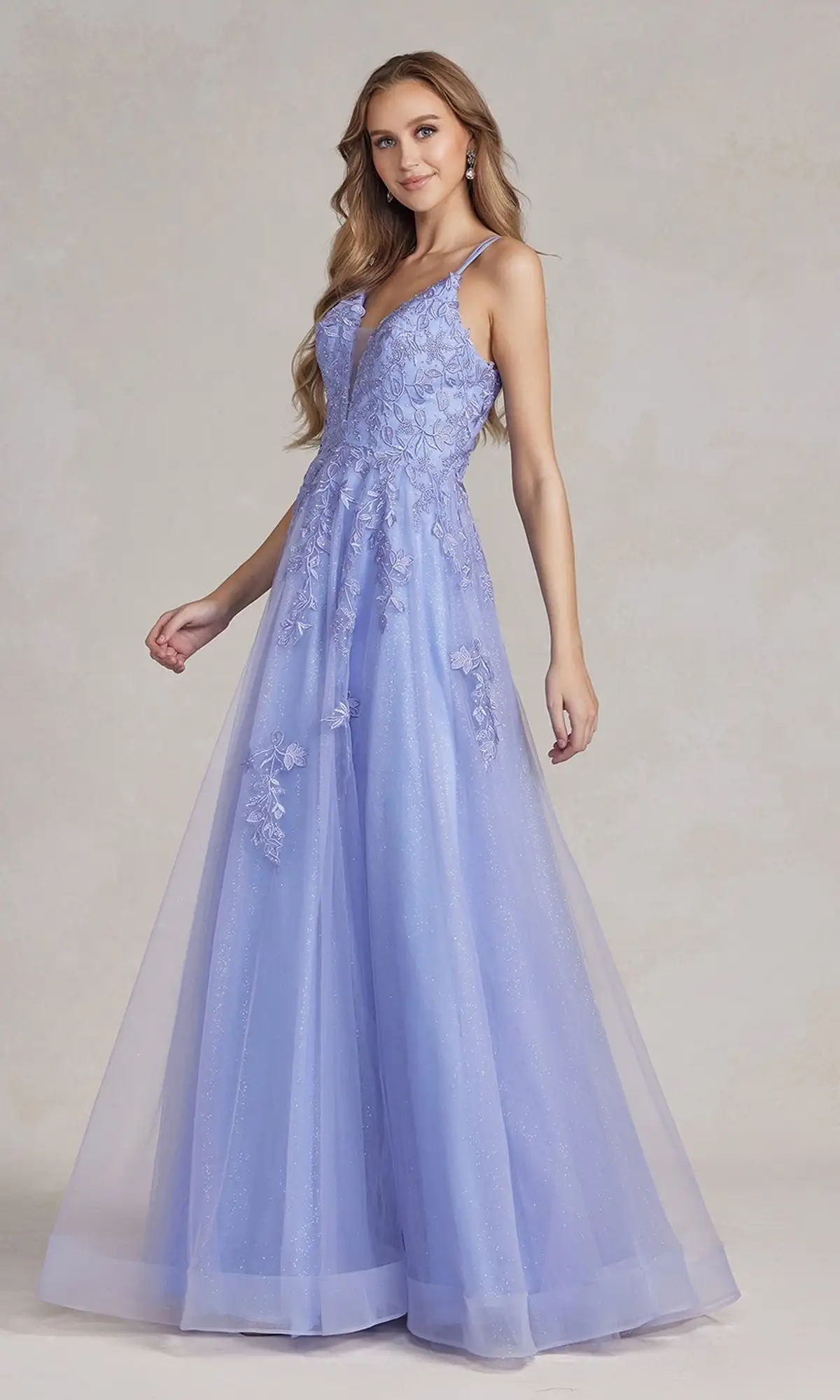 Tule Spaghetti Straps Prom Dresses, apliques de renda, lantejoulas V-Neck, vestido de graduação até o chão, vestidos de noite luxuosos