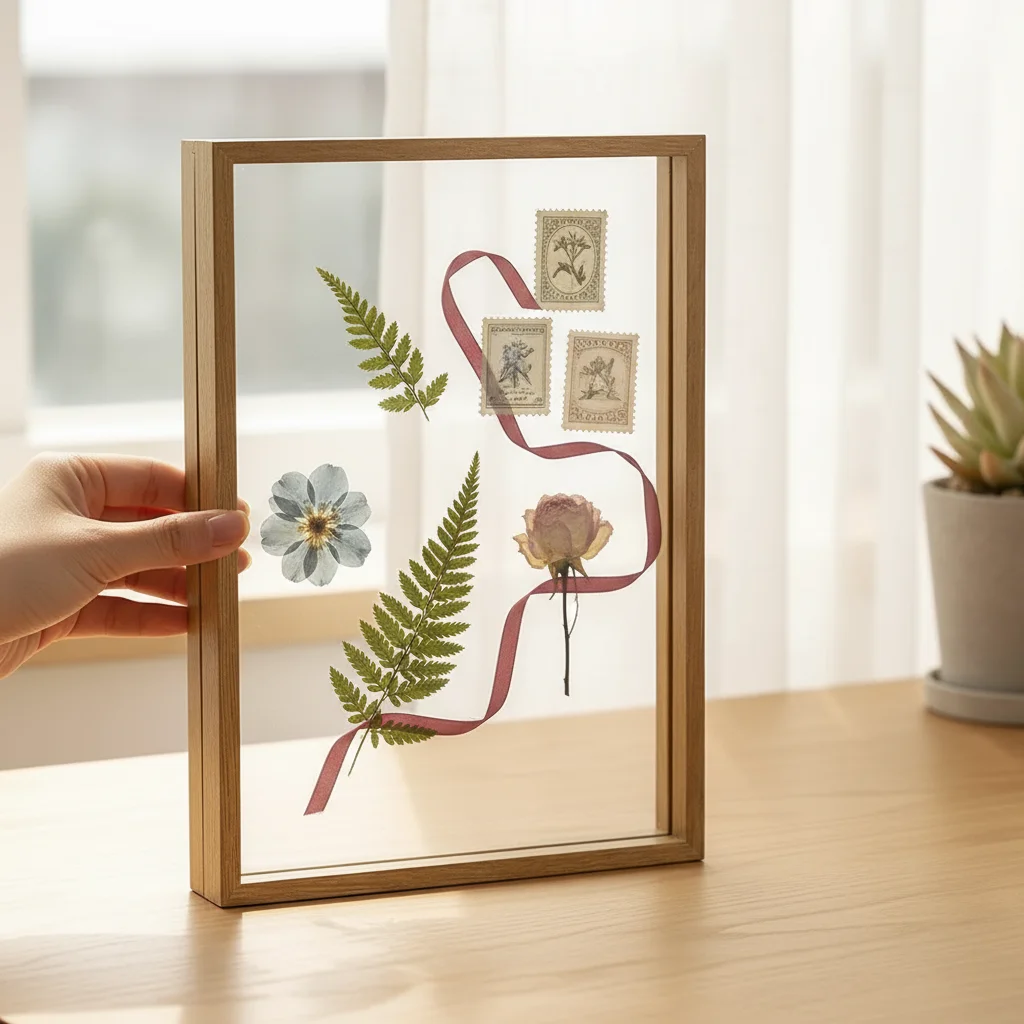 Transparent Double Sided Frame Glass Photo Display for Leaf Specimens Home Office Decor Modern Shadow Box and Wall Decoration