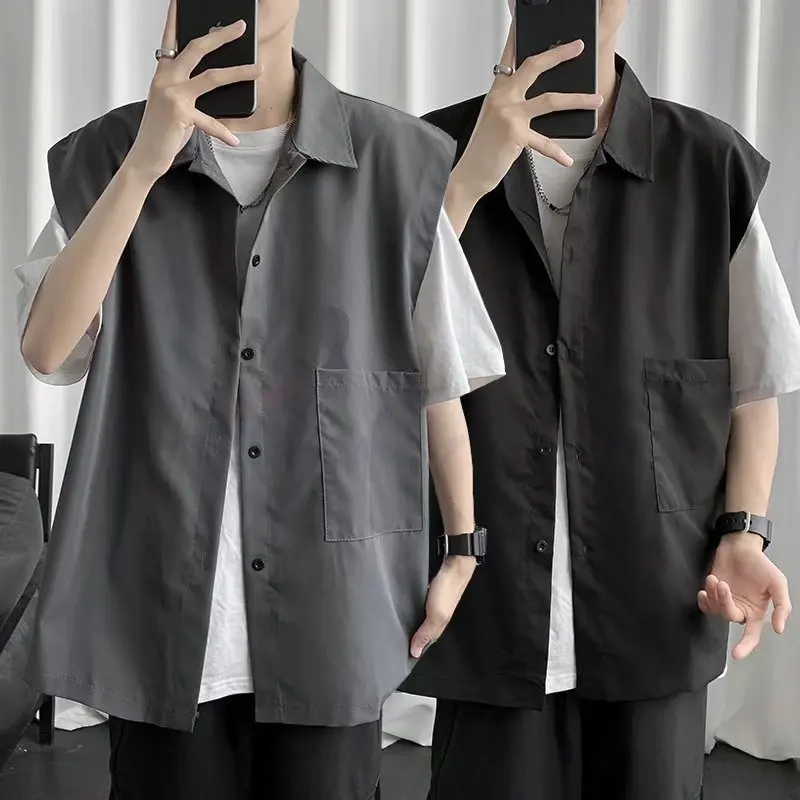 

Men's Vests Sleeveless Jacket Spring Autumn Casual Travels Tops Thin Vest Waistcoat Male Clothes Retro Solid Femme Office Lady