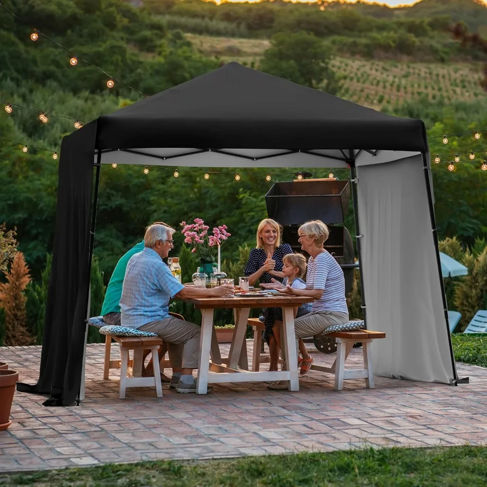 

8×8ft Pop-up Outdoor Canopy Tent with 2 Expandable Sidewalls for Parties Beach and Camping Patio Shade Canopy with 1 Wheeled Bag