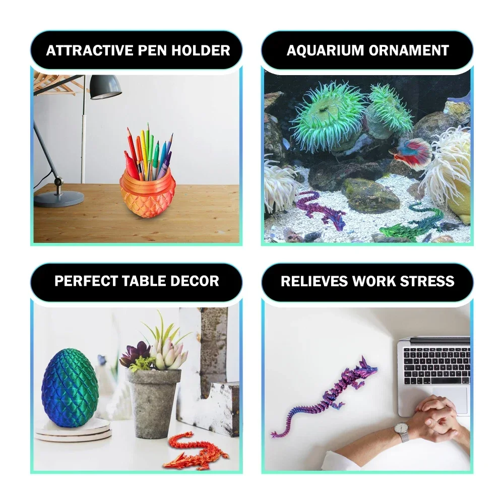 22cm 3D Printed Dragon 8.5cm Dragon Egg Set Gemstone Dragon toys Fully Articulated Crystal Dragon Collectible Surprise toy image 5