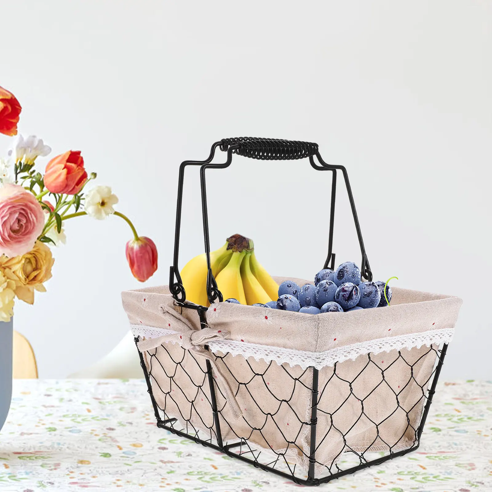 

Металлическая корзина для хранения закусок, яиц и кухонных принадлежностей, с дышащей проволочной конструкцией, органайзер для столешницы, декоративный аксессуар для дома