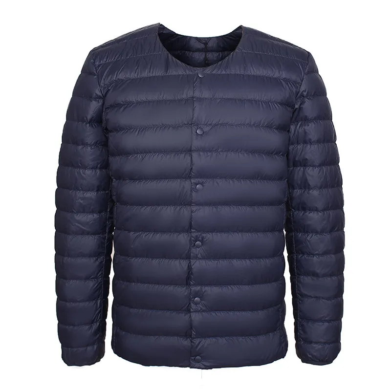 Men's Short Round Neck Inner Wear Warm Slim Lining Autumn and Winter New Light Jacket