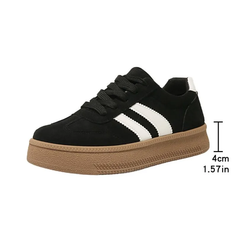 Damen-Sneaker aus Wildleder mit dicker Sohle, rutschfest, atmungsaktiv, zum Schnüren, Low-Top, All-Match, für den täglichen Gebrauch, Outdoor, Freizeit, Wanderschuhe – Detail 17