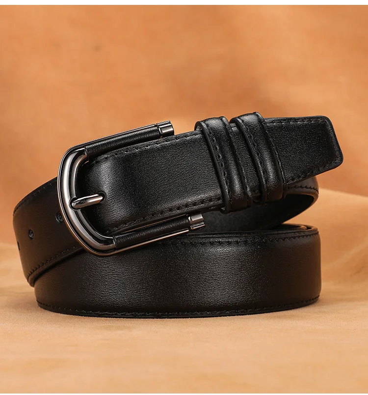 حزام بسيط متعدد الاستخدامات بإبزيم طائر صغير من الجلد الطبيعي للسيدات مع زخرفة ابتلاع للنساء