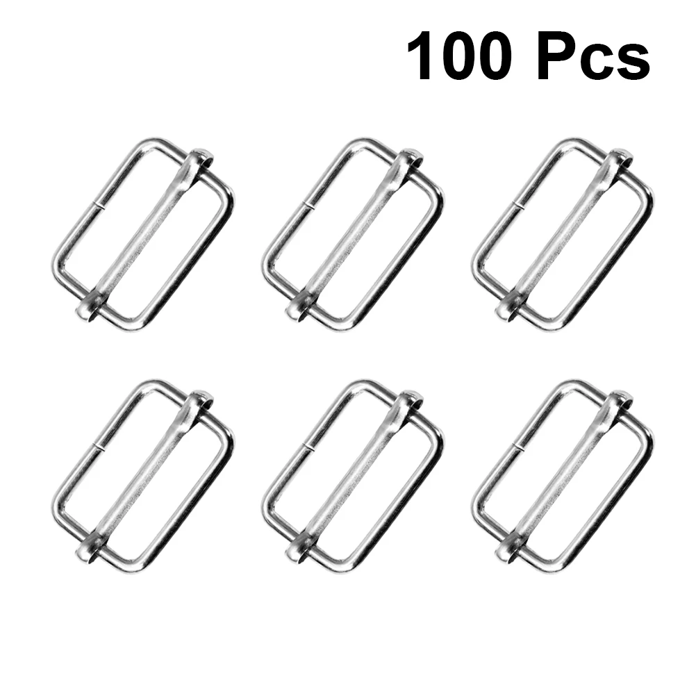 

100Pcs Lock Reliable Slide Roller Buckles Solid Metal Strap Adjusters for Luggage Tote Bag Belt Assemblies