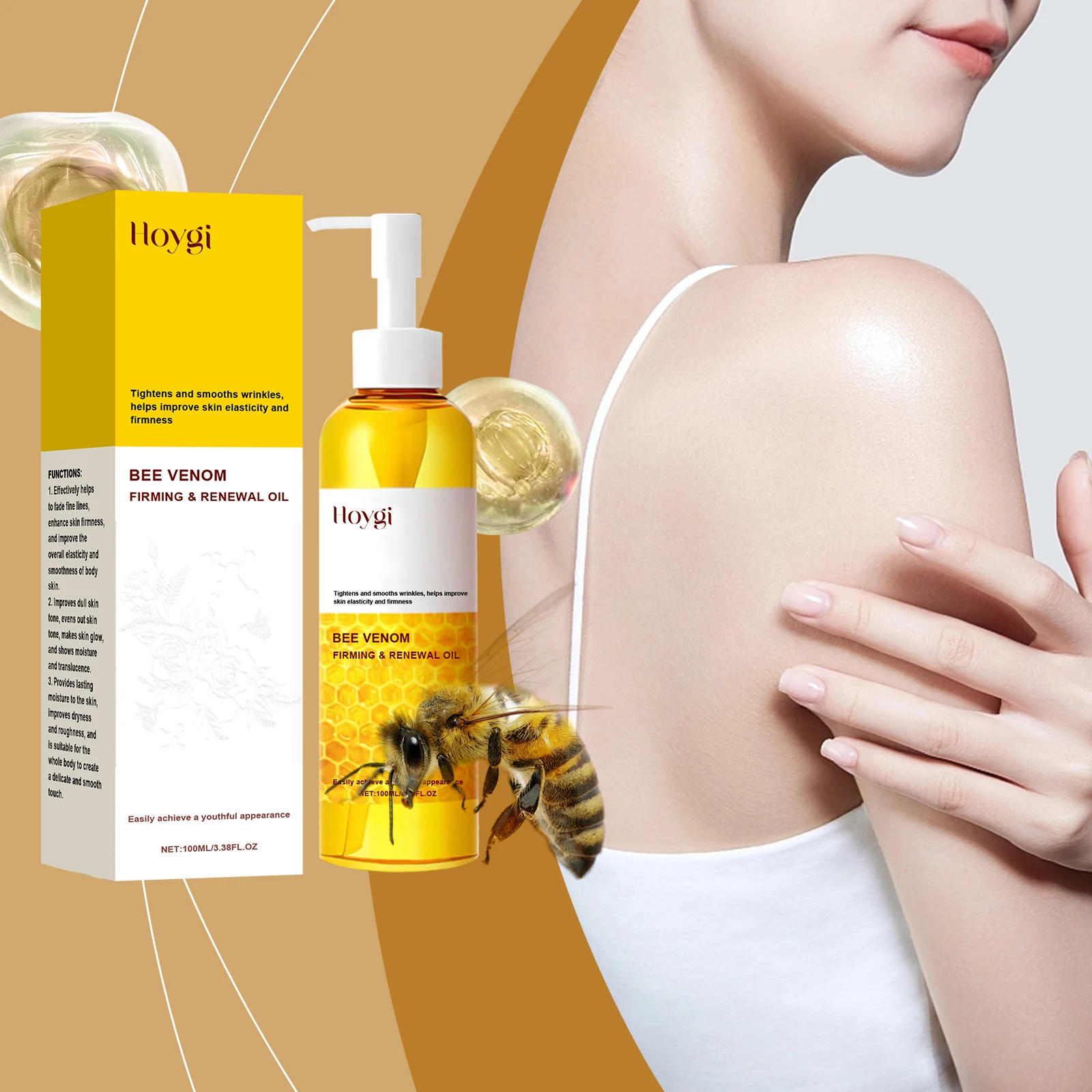 Bee Venom Body Care Essential Oil Firming Skin Improving Skin Sagging Hydrating Smoothing Deep Moisturizing Massage Oil Skin Car