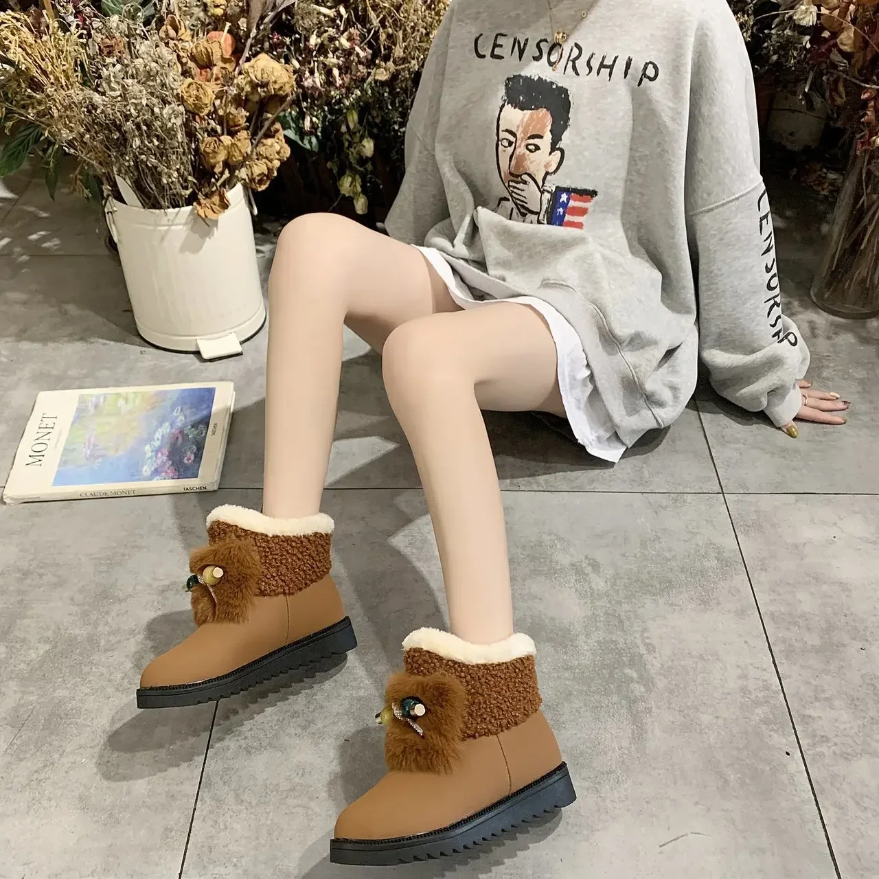 Booties Shoes for Woman Autumn Elegant With Low Heels Women's Ankle Snow Boots Anti Skid Slip Spring 2024 Fashion No Slipery Y2k