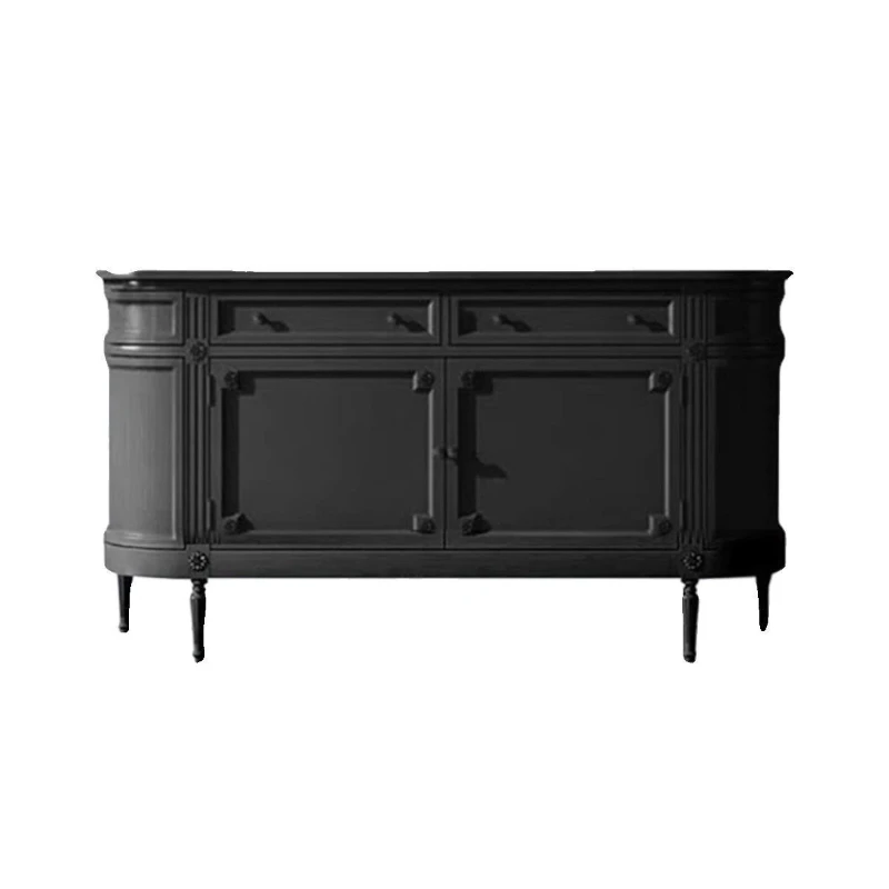 Solid wood entrance cinet retro style dining side cinet semi-circular arc partition cinet