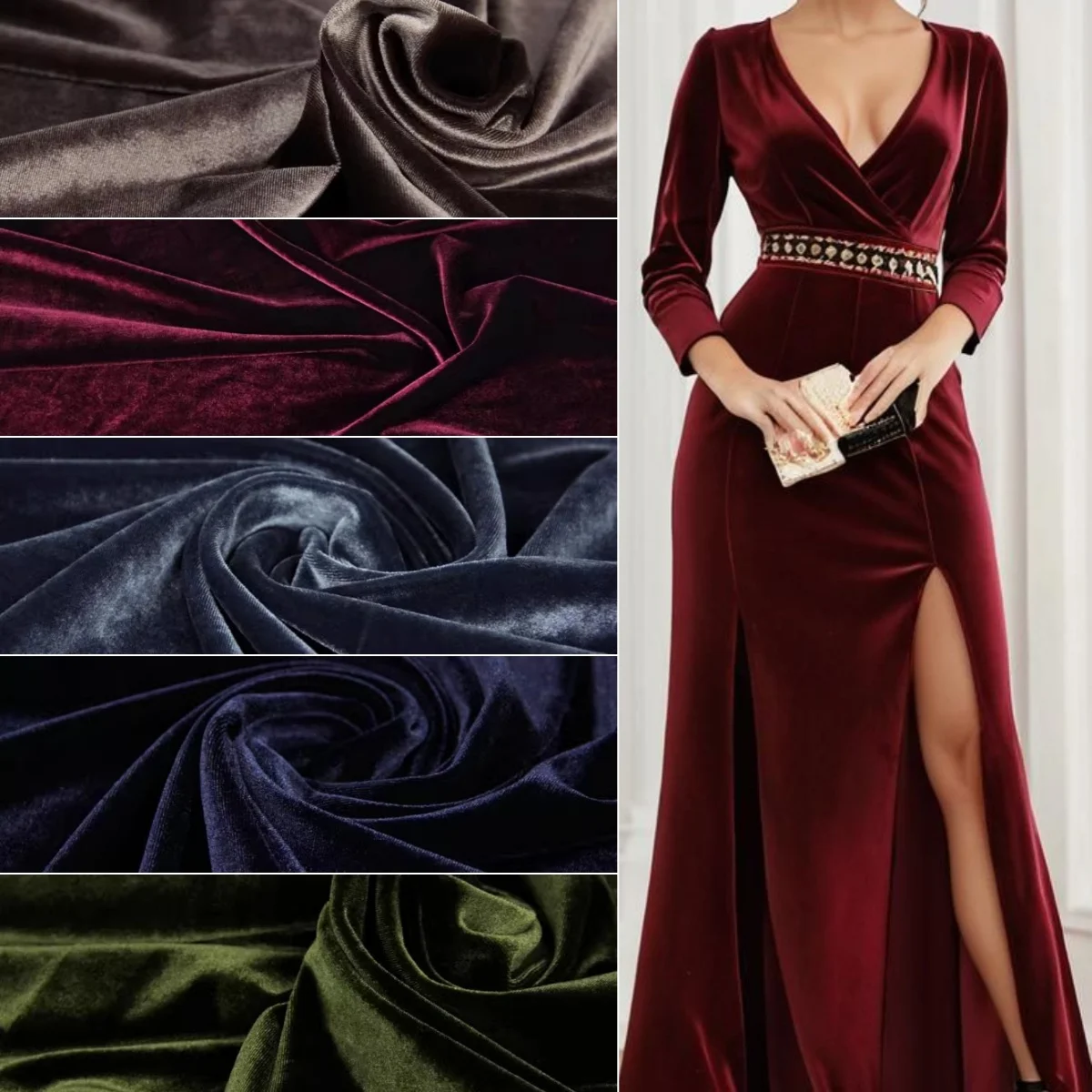 

Gold velvet fabric thickened elastic fabric sewn cheongsam dress pants evening dress soft DIY pillowcase home textile fabric