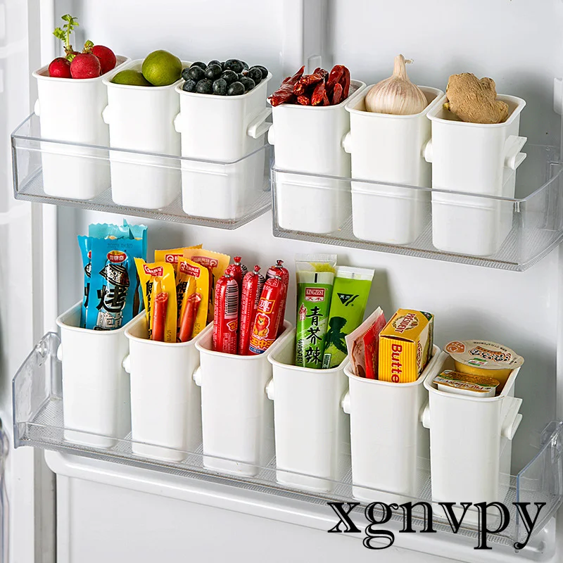 xgnvpy Refrigerator Side Door Storage Box Buckle Food Fresh Fridge Organizer Case Kitchen Tableware Drain Basket Holder Rack