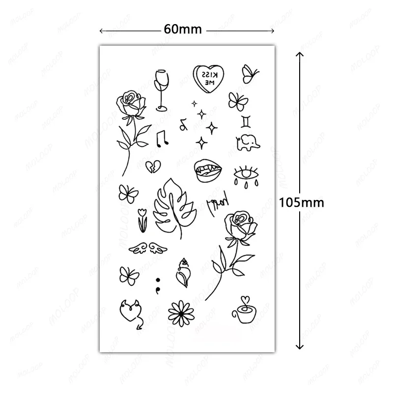 Tattoo Sticker Eye Leaf Flower Elephant Cute Small Things Makeup for Men Women Temporary Waterproof Party Neck Hand Fake Art