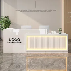 customized Reception Desks Salon Display Design Storage Reception Desks Trendy Luxury Mostrador Negocio Commercial Furniture