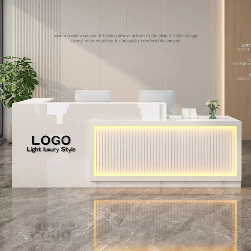 Customized Trendy Luxury Reception Desks for Salon Business Display Design Storage Commercial Furniture