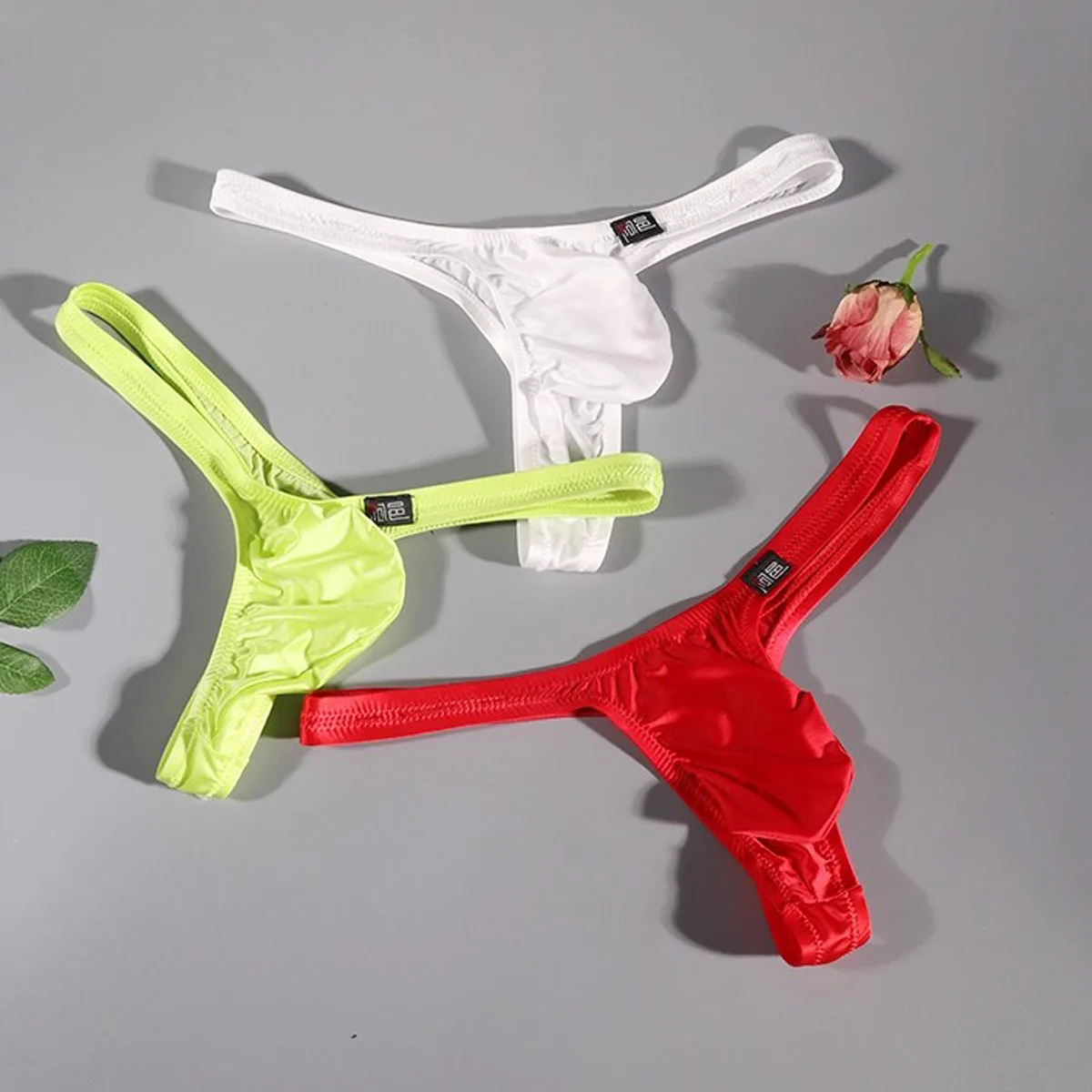 

New Men Ice Silky Soft Smooth Stretch Single String Thong Low Rise Micro Pouch Underwear Shorts Breathable Quick-dry Underpants