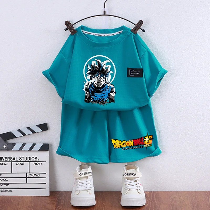 2pcs Dragons Ball Short-sleeved Shorts Summer Thin Casual Clothes Suits Goku Cartoon Anime Figure Print Clothing Birthday Gift