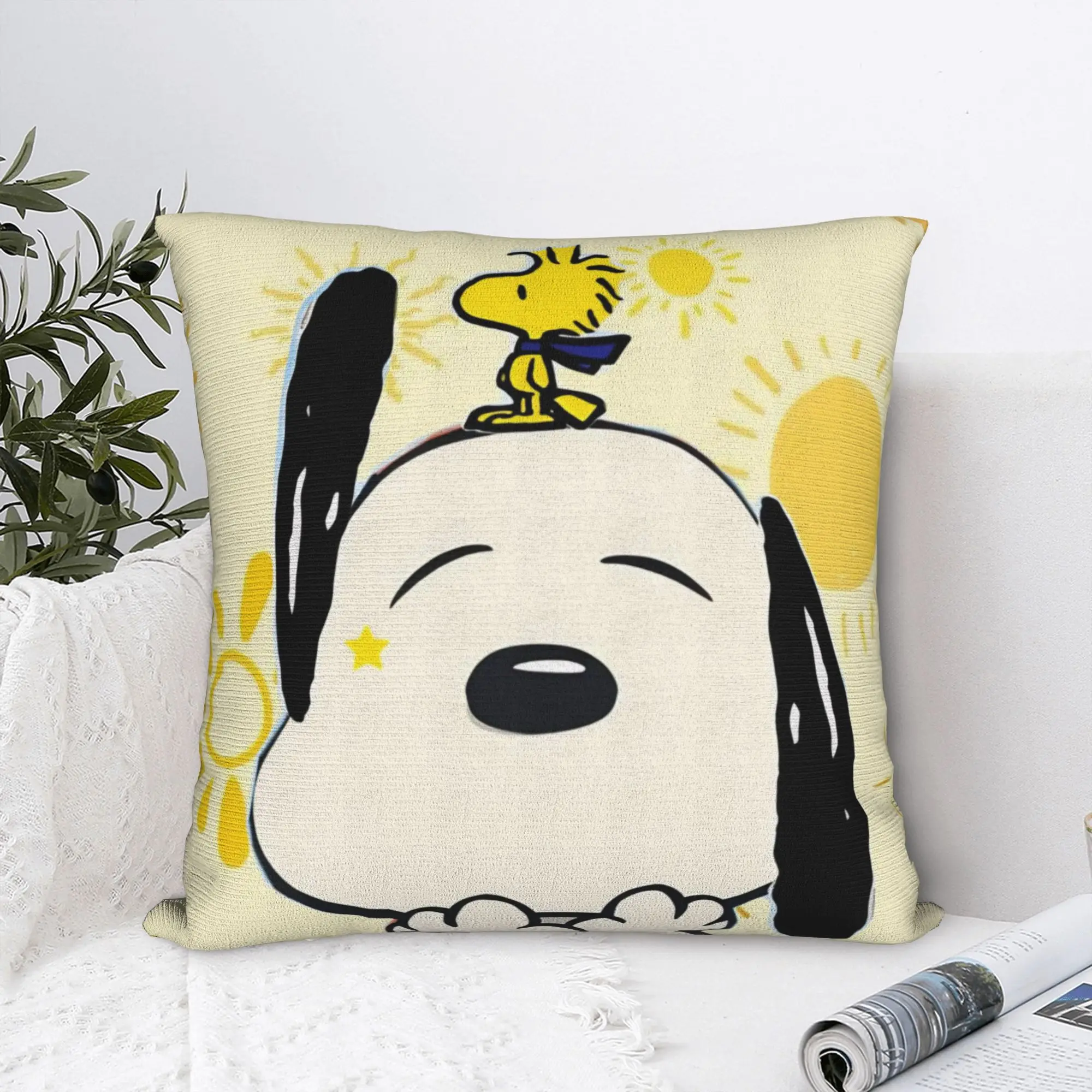 Cartoon Cute S-Snoopys Square Pillow Case Flower Cushion Covers Custom Polyester Decorative Throw Pillow Case Cover for Home 18