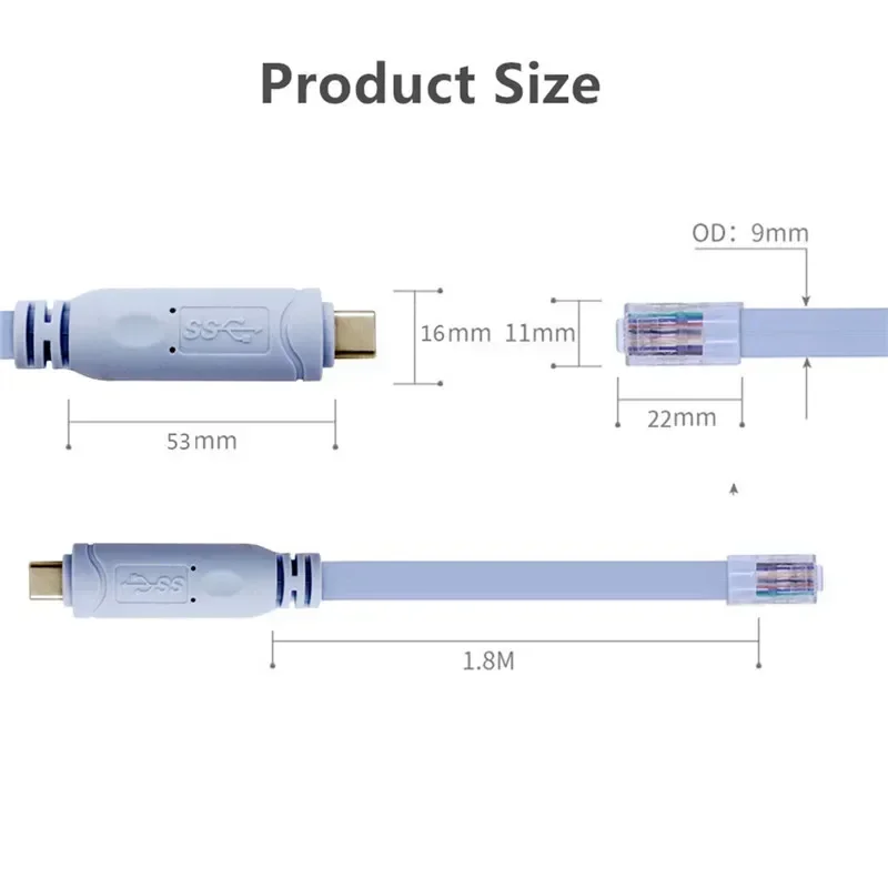 USB C Rj45 Cable Console Cables USBC To RJ 45 Extension Cabo RS232 FTDI Original Imported Chip For Cisco Router Switch Line