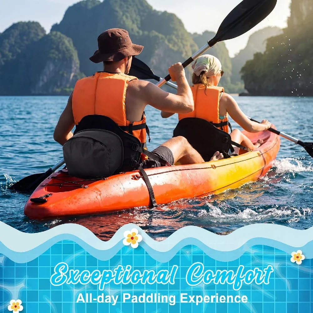 Replacement Kayak Seat with Detachable Bag, Comfort Padded SUP Paddleboard Seat, Adjustable Straps,Shock Absorbing Pad for Water
