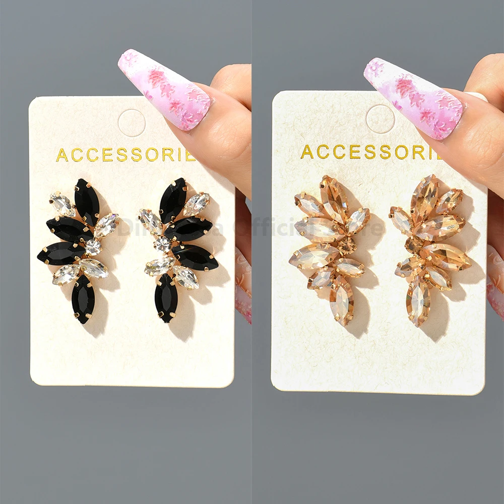 Women's Trendy Geometric Hollow Crystal Big Stud Earrings Fashion Luxury Elegant Cute Party Jewelry Accessory view 5