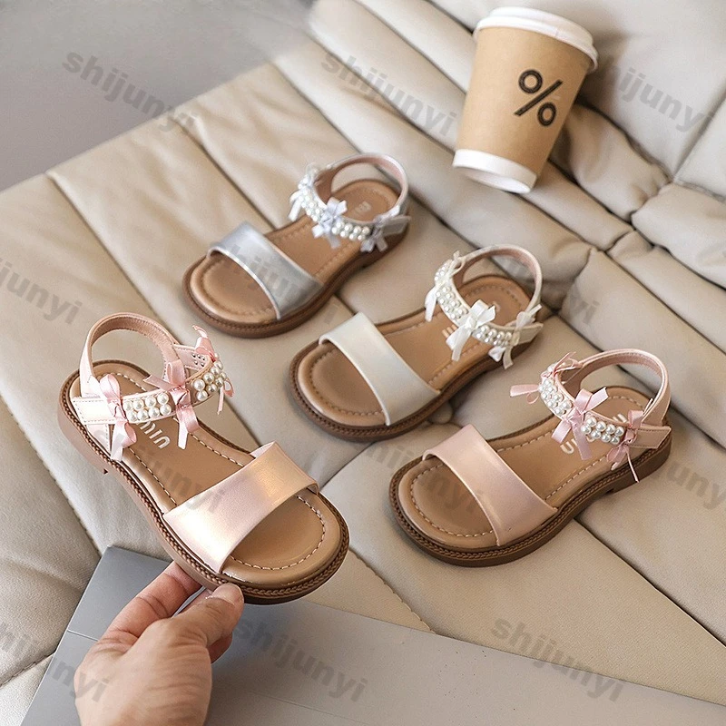 

Girls' Princess Sandals 2025 Summer New Fashion Bow-knot Children's Soft Sole Beach Shoes Lightweight Comfortable Casual Shoes