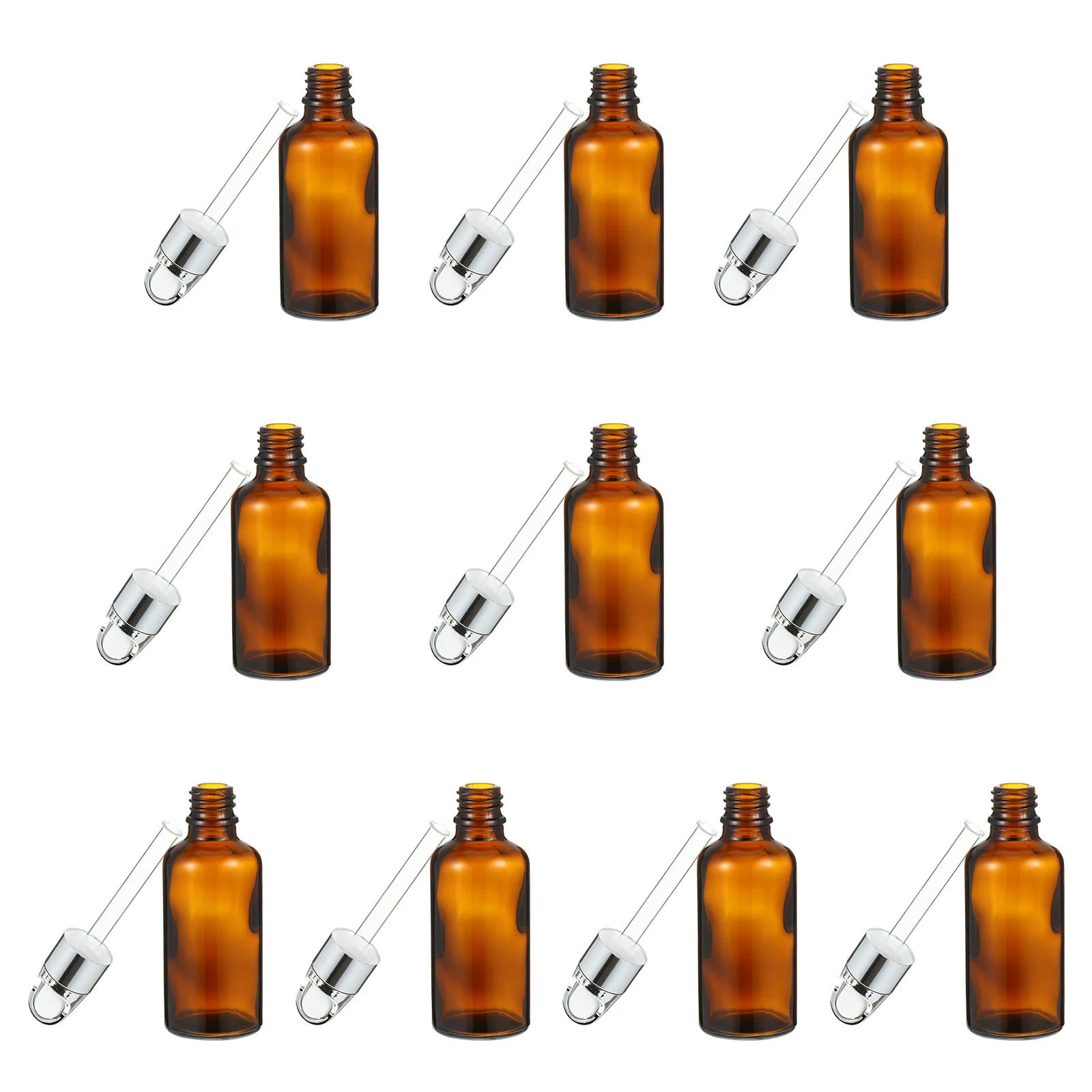 

10Pcs Refillable Glass Essential Oil Bottles 50ml Dropper Bottles Travel Empty Subpackaging Jars Essential Oil Bottle