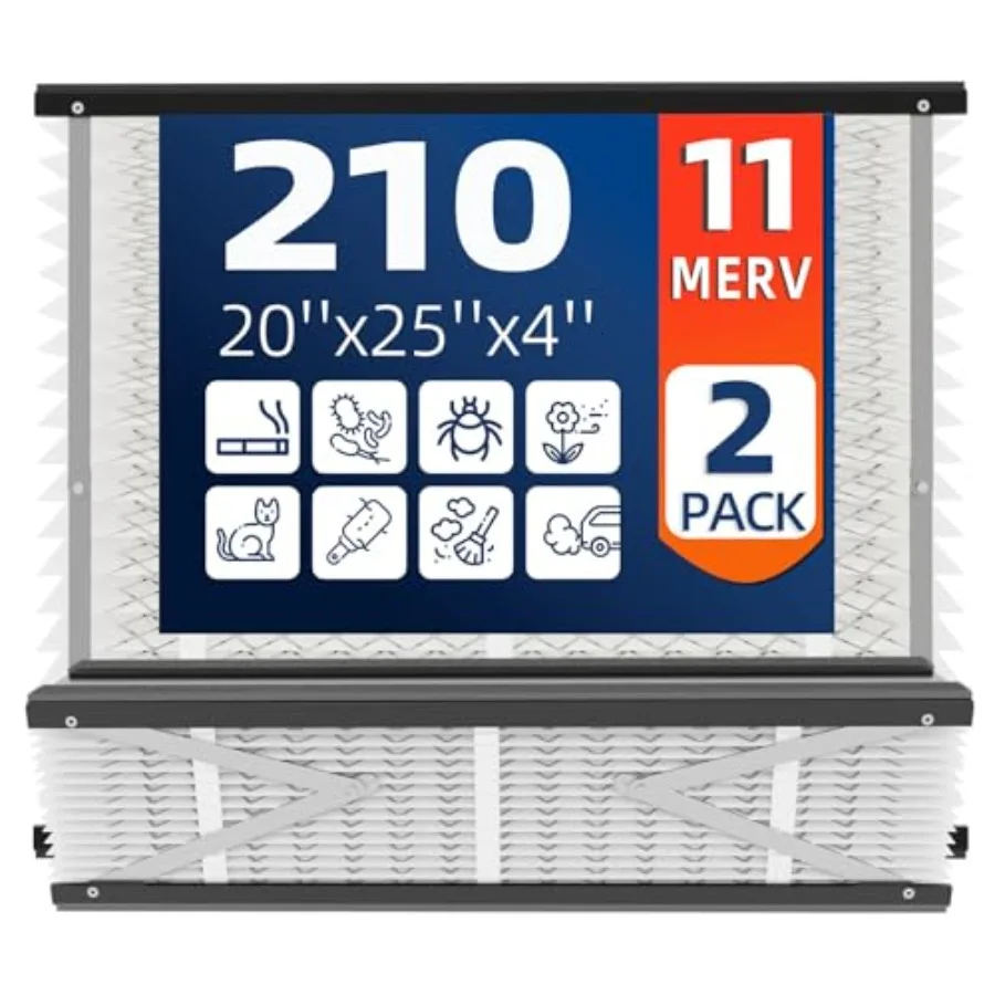 

2 Pack 210 Replacement Air Filter MERV 11 Actual Size: 20.47"x25.6"x3.94" Nominal Size: 20''x25''x4'' HVAC Furnace Filter Compa