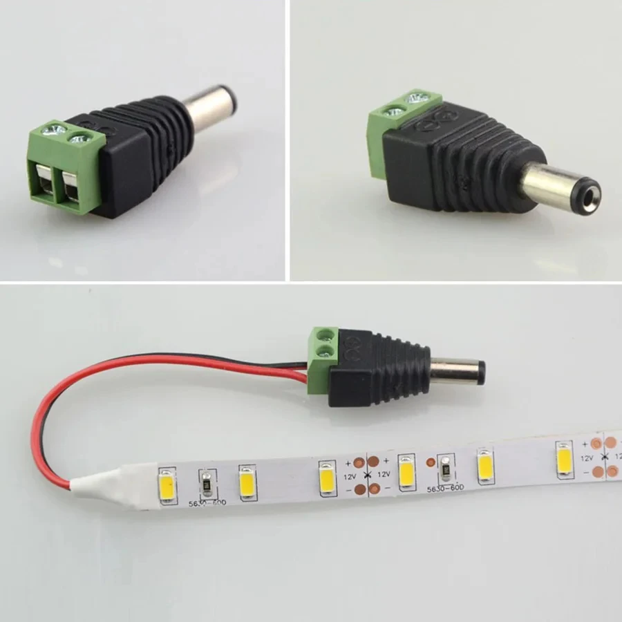 5pairs DC 12V Female And Male Connectors 5.5x2.1mm Power Plug Adapter Jacks Sockets For Signal Color LED Strip Light CCTV Camera