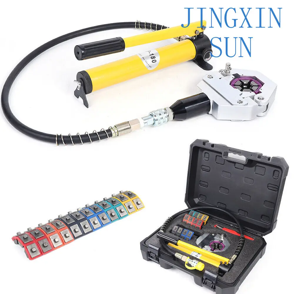 Manual AC Hose Crimper Kit With 7Dies Hydraulic Hose Crimping Tool Hydraulic Press Auto Air Conditioning Repair Set