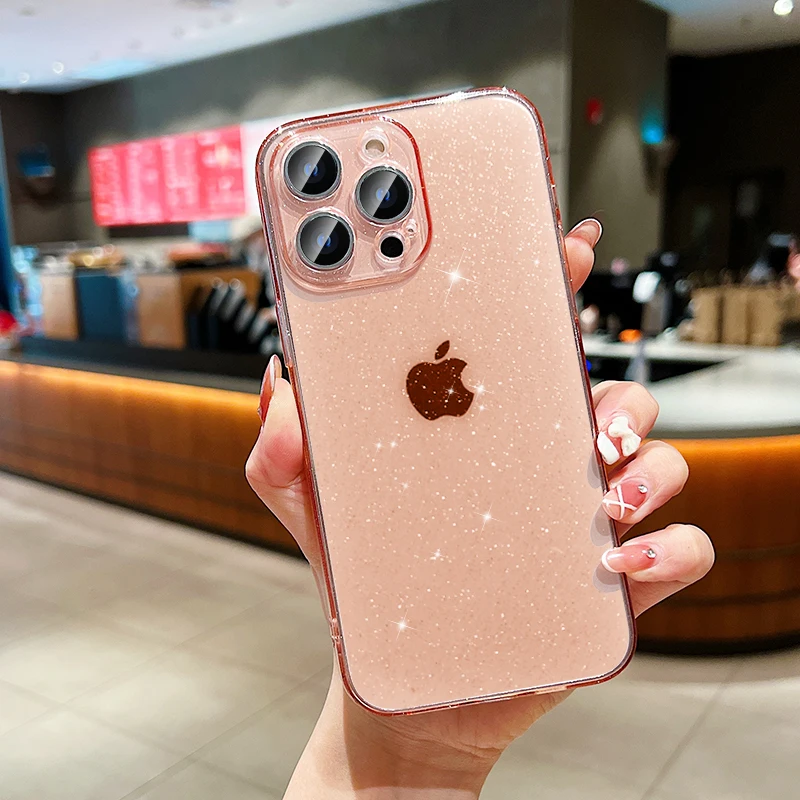 NEW Luxury Bling Glitter Clear Case For iPhone 17Air 16 15 14 Pro Max 13 12 11 X XR XS 14 Plus 7 8 Transprent Soft Acrylic Cover