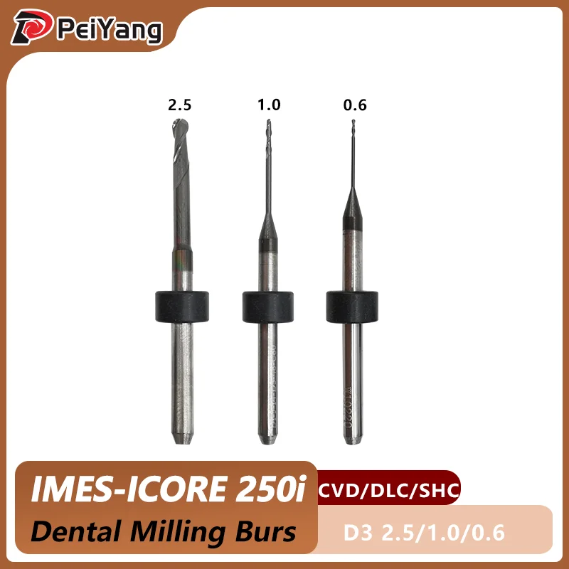 Dental Milling Burs Diamond Coated Imes Icore 250i for Lithium Disilicate Zirconia PMMA  Grinding Drills