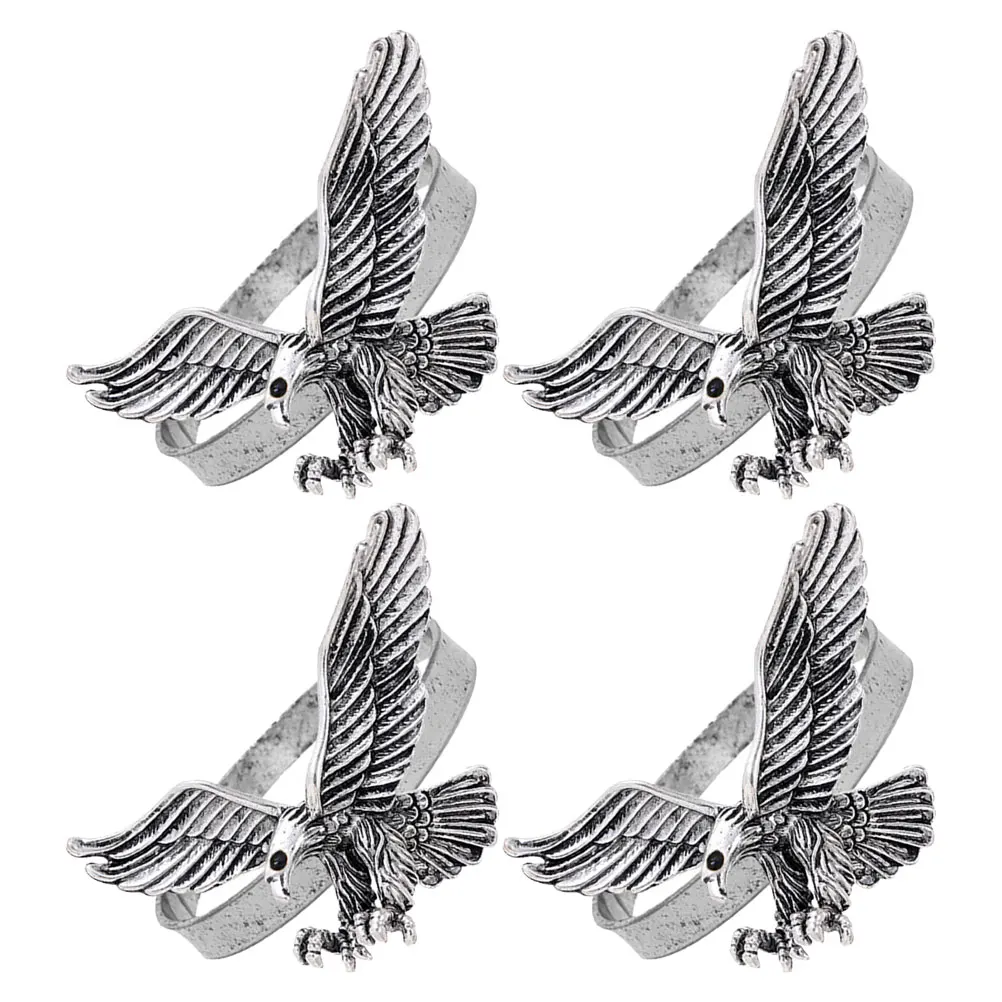 

4pcs Napkin Ring Retro Eagle Design Material Secure Hold Table Decoration Wedding Dining Serviette Holder