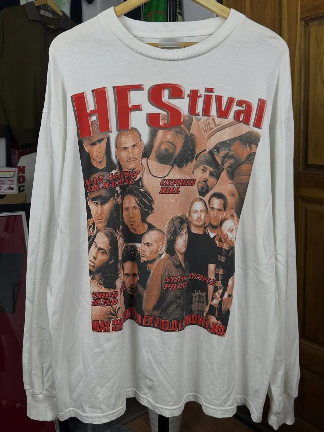 American Retro Long Sleeve T-Shirt HFStival Music Festival Poster Style Metal Rock Trendy Top for Cityboy Breathable Printed ...