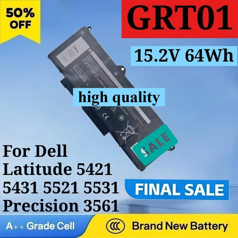 

15.2V 64Wh 4Ah Brand New GRT01 Laptop Battery for Dell Latitude 5421 5431 5521 5531 3561 3470 3561 3571 M17 R5 AMD 9JRV0 0P3TJ