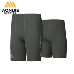 AONIJIE Sports Tight Shorts for Men Quick Drying Gym Training Pants Marathon Cross Country Running Gym Soccer FM5210