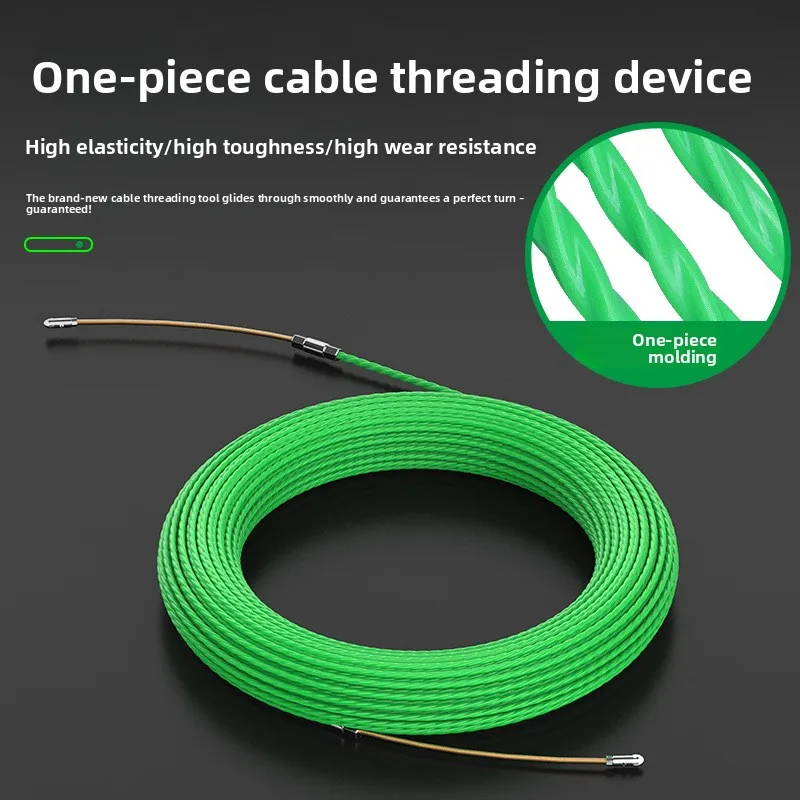 Electrician Fish Tape Green Spring Pulley Conduit Threader Concealed Wall Wiring Running