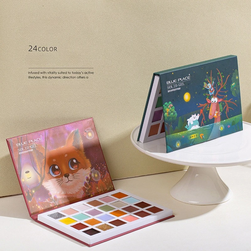 Esmalte de uñas en Gel con crema sólida de 24 colores, paleta de estilo de sombra de ojos de Color de zona azul de estilo japonés con bolígrafo de fototerapia de uñas