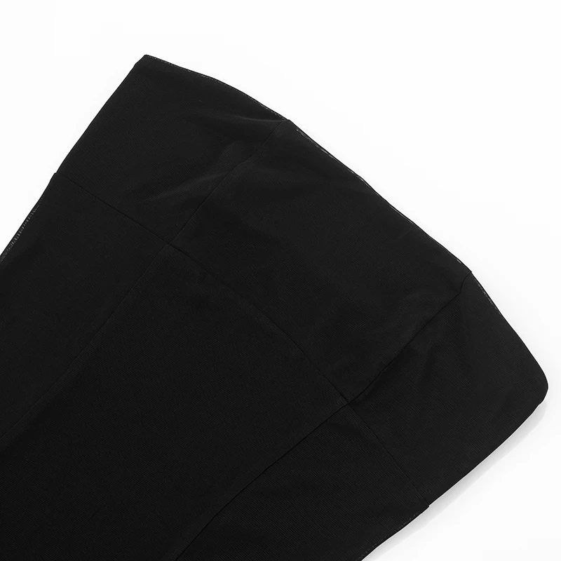 CUTENOVA Frauen Einfarbig Trägerlosen Rückenfreien Taille Mesh Patchwork Paket Hüfte Durchsichtiges Kleid Einfache Lässige Elegante Kleider