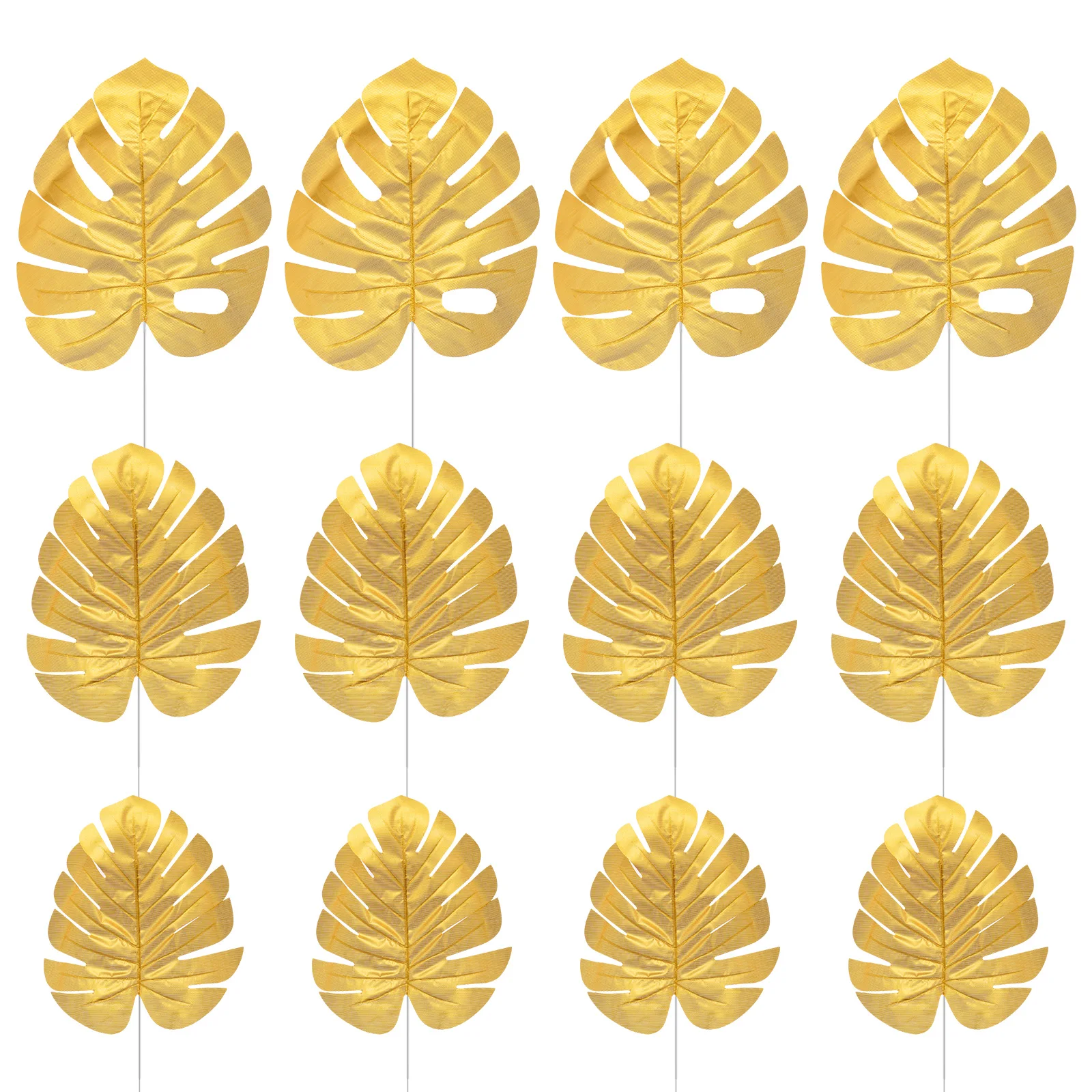

12pcs Artificial Monstera Leaves Golden Simulation Decor Jungle Garland Home Wedding Party Event Decorations Reusable Long