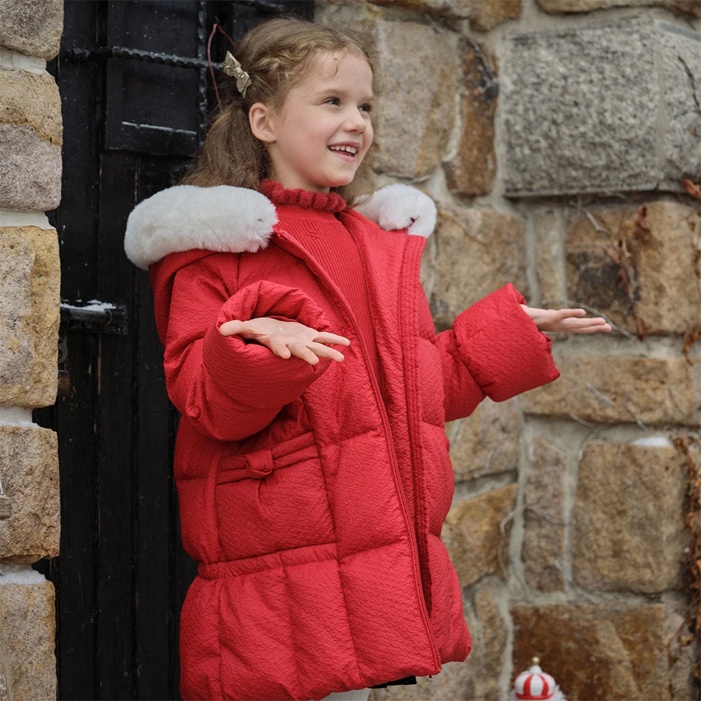 Dave Bella Children Girls Polar Fleece Down Jacket Winter Thicken Warm Hooded Down Coat Overcoat Outerwear Clothes DK4254188