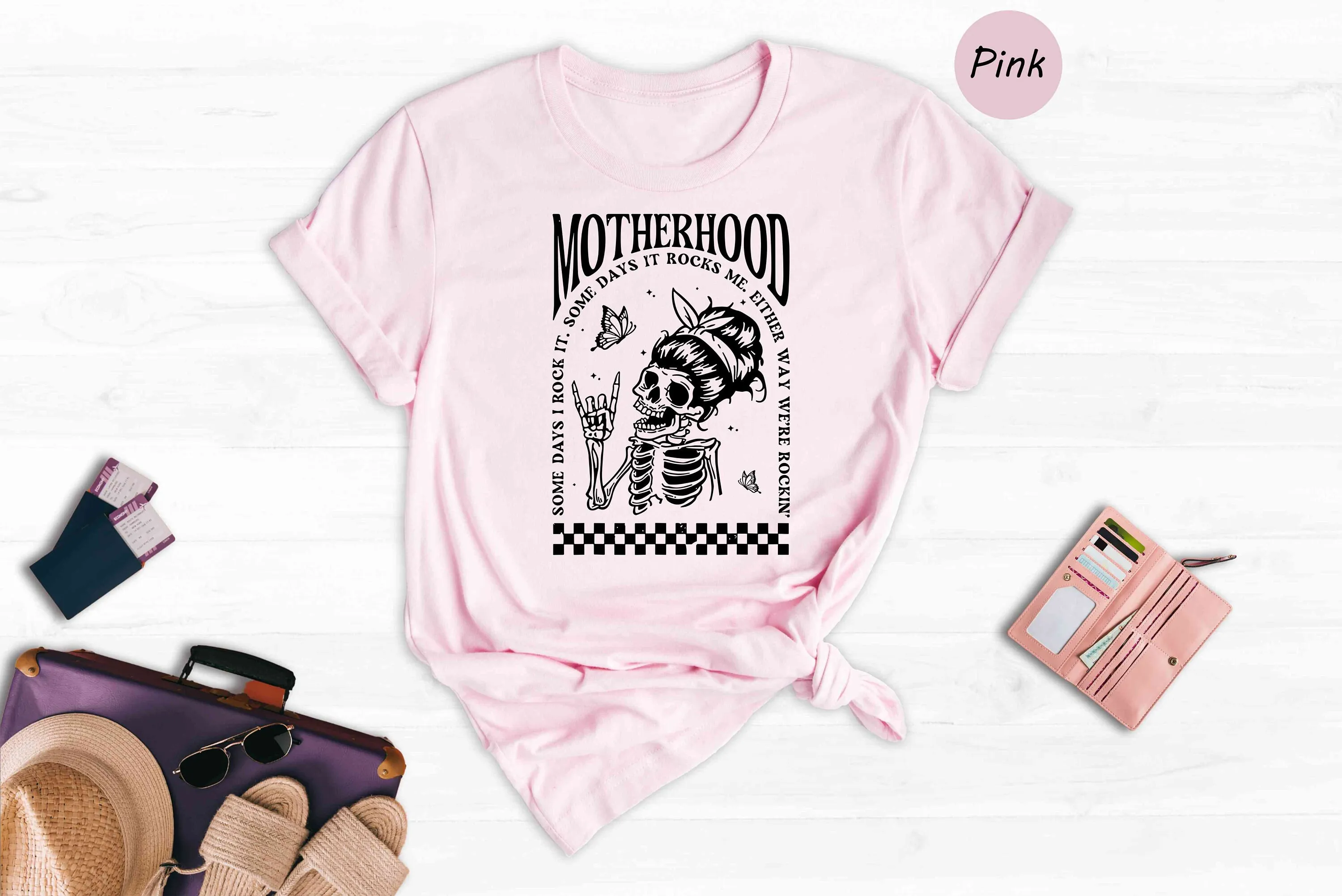 Motherhood Some Days I Rock It Rocks Me Either Way We Re Rocken T Shirt Funny Skeleton