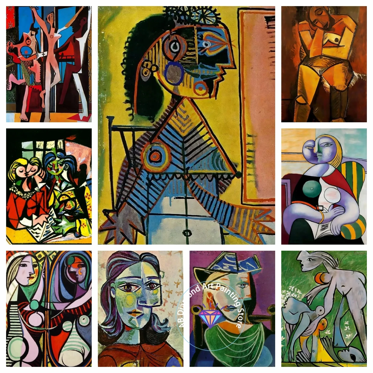 

AB Diamond Painting Kit Art Modern Abstractionist Wall Art Pablo Picasso Classic Artwork Embroidery Jewelry Mosaic Cross Stitch
