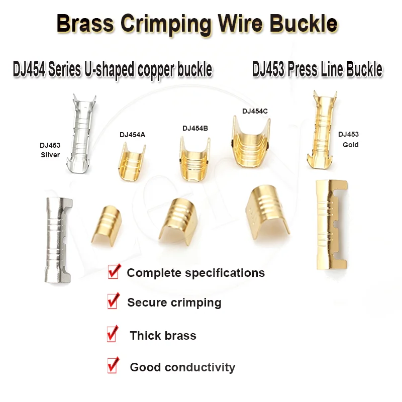 100Pcs DJ454A/B/C U-Shaped Copper Wire Crimps Terminal Cold Pressing Connectors Docking Wire Connectors For Wire Tab TerminDJ453