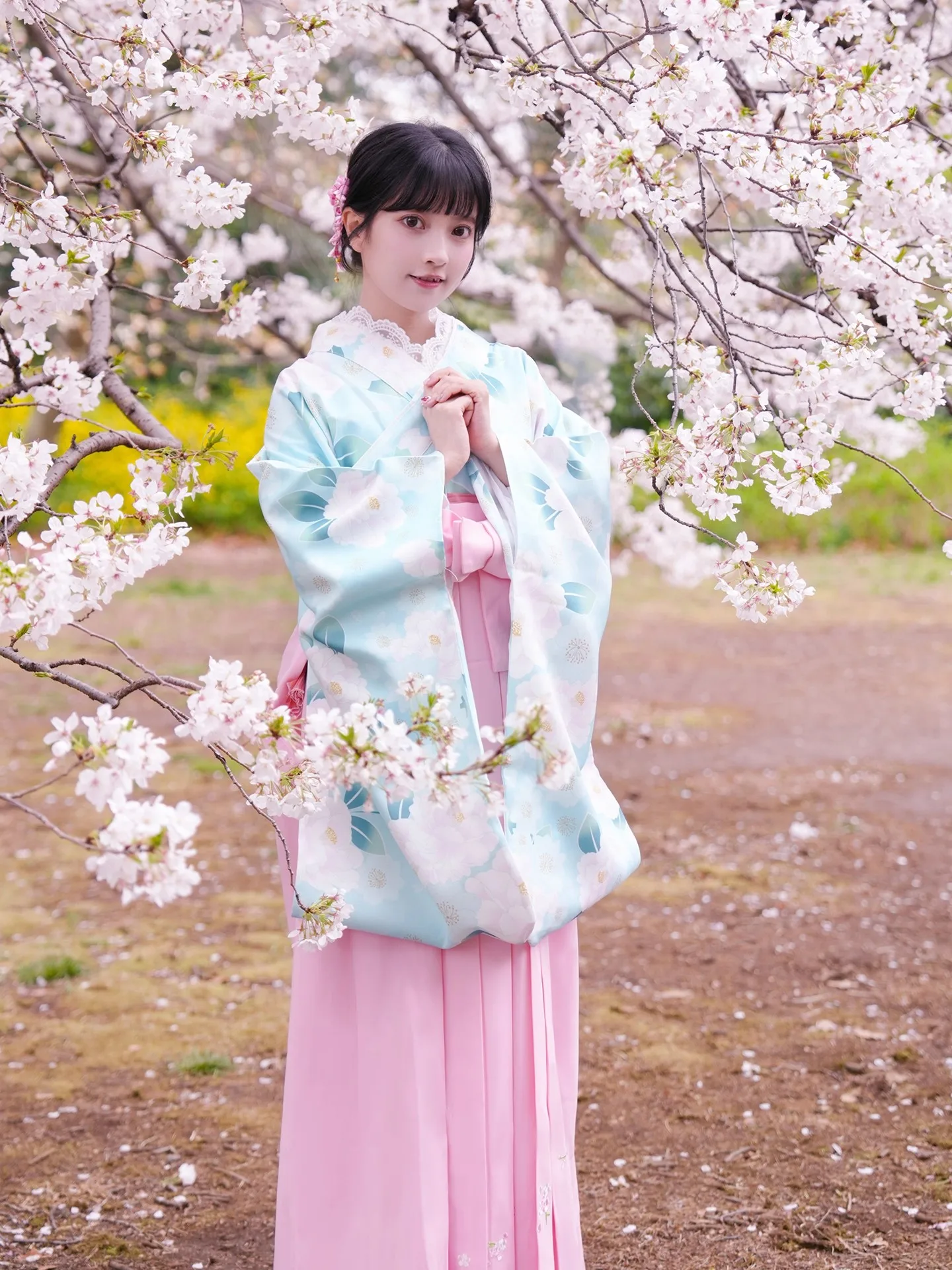 

Японское платье-кимоно, женский розовый цвет, сладкий комплект с градиентом, традиционный костюм для выпускной церемонии, официальная одежда