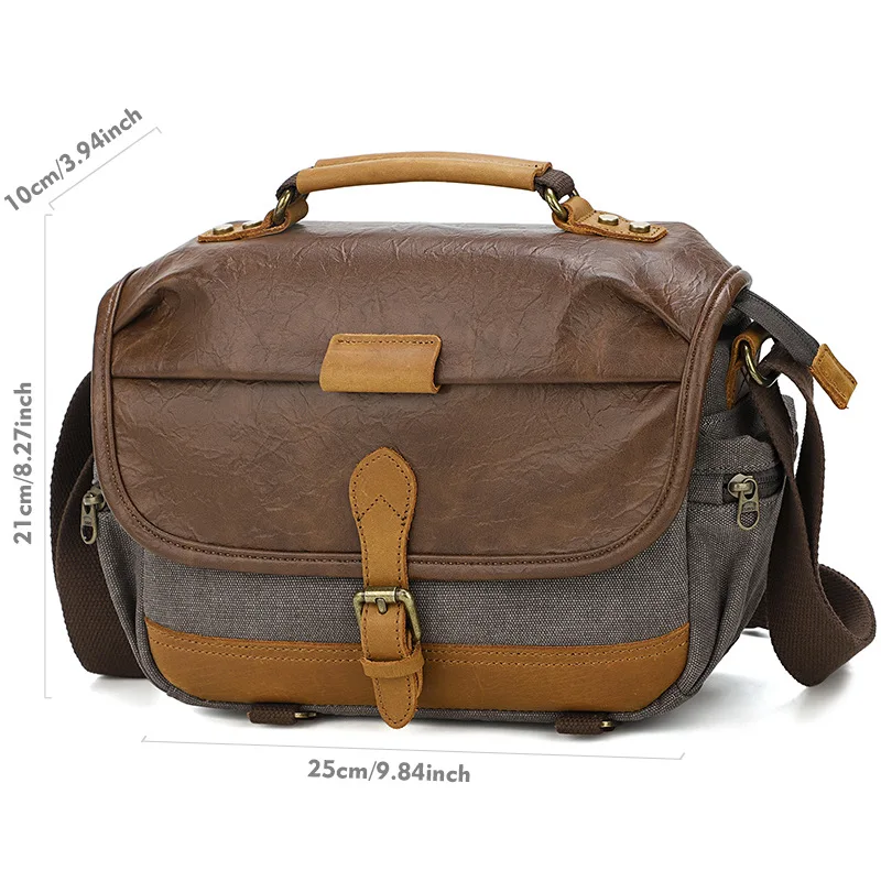 Vintage Canvas Camera Bag Shockproof Dslr Mirrorless Crossbody Shoulder Bag Outdoor Travel Photography Storage Pouch For Men